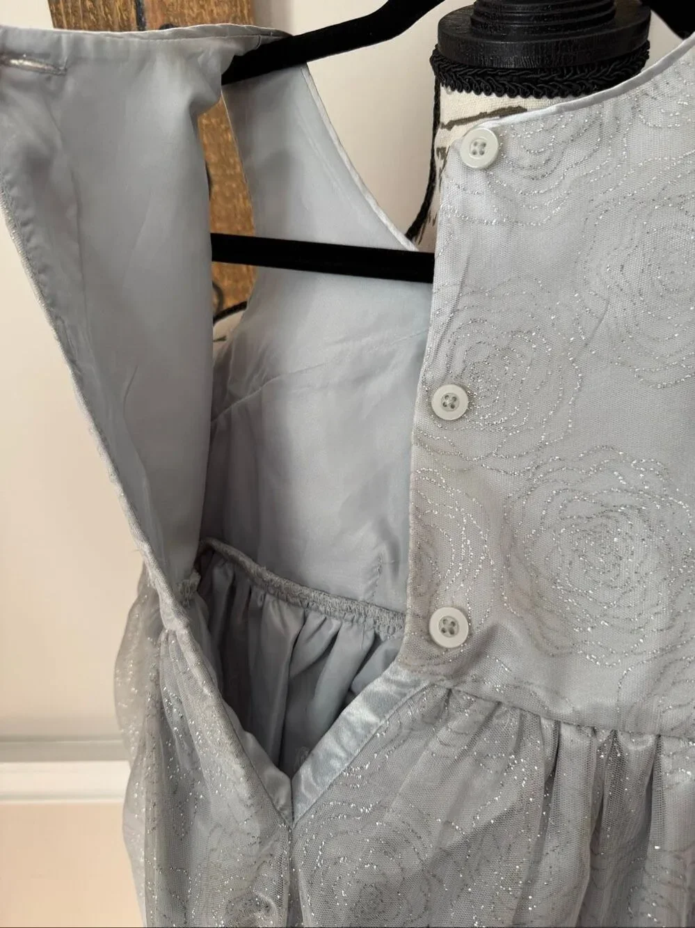 Holiday Editions Kids Sleeveless Glitter Tulle Dress Metallic Silver Size 7/8